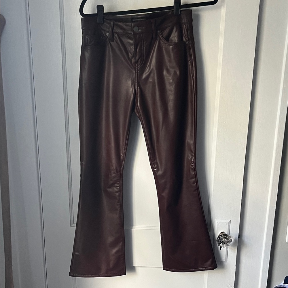 Banana Republic Maroon Faux Leather Trousers